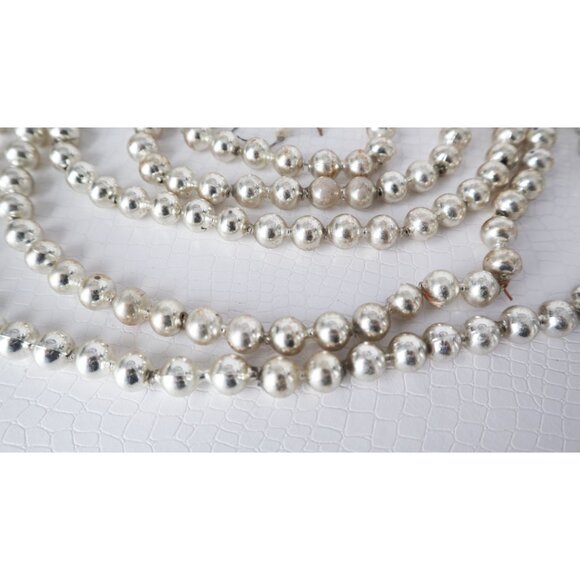 Antique 1930s Mercury Glass Christmas Silver Garland 98" Long Japan Lot D - Picture 5 of 6